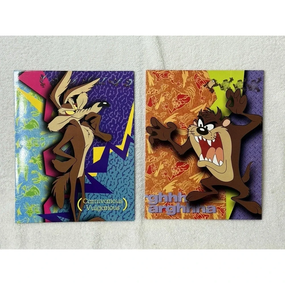 Vintage 90's Looney Tunes School Folder Lot of 2 Stuart Hall Taz Wiley Coyote